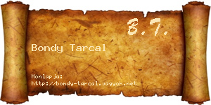 Bondy Tarcal névjegykártya